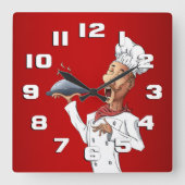 Horloge Carrée Whimsical Singing Chef (Recto)