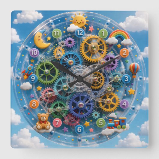 Horloge Carrée Whimsical toy clock (Recto)