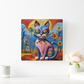 Horloge Carrée Whiskers Whimsical sauvage (Maison)