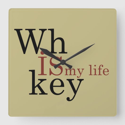 Horloge Carrée Whiskey cite d'amusants propos d'alcool (Recto)