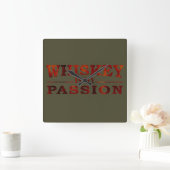 Horloge Carrée Whiskey est ma passion drôle de dire alcool (Maison)