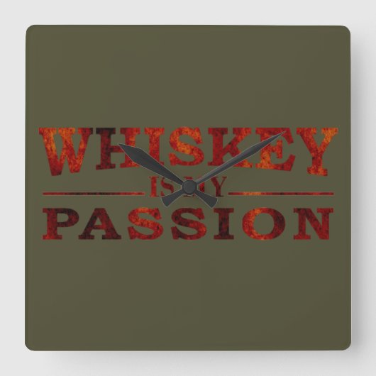 Horloge Carrée Whiskey est ma passion drôle de dire alcool (Recto)