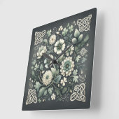 Horloge Carrée Whispered Clover Knotwork Garden (Angle)