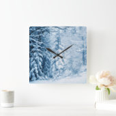 Horloge Carrée Whispers d'hiver (Maison)