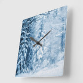 Horloge Carrée Whispers d'hiver (Angle)