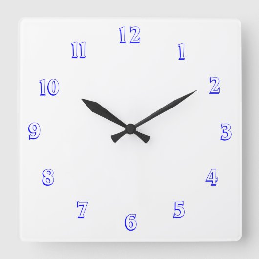 Horloge Carrée White and Blue Plain Kitchen Clocks (Recto)