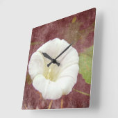 Horloge Carrée White Bindweed - La gloire vivace du matin (Angle)