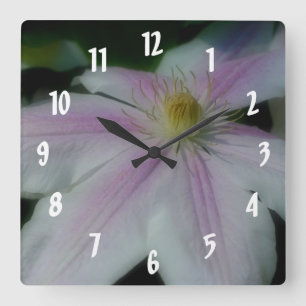 Horloge Carrée White Clematis