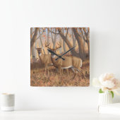 Horloge Carrée White Deer Buck & Doe Automne Maple Woods (Maison)
