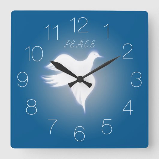 Horloge Carrée White Dove Of Peace Numbered Square Wall Clock (Recto)