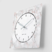 Horloge Carrée White Faux Marble Rose-Gold (Angle)