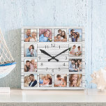 Horloge Carrée White Grey Bois Custom Photo Collage Élégant<br><div class="desc">Créez facilement votre propre horloge murale personnalisée blanche en planches élégantes avec vos photos personnalisées. Pour obtenir de meilleurs résultats,  recadrez les images vers le carré - avec le point de mire au centre - avant de les télécharger.</div>