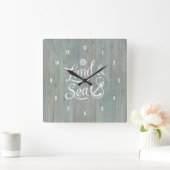 Horloge Carrée White Land & Sea Nautical Anchor Text Design (Maison)