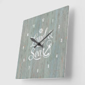 Horloge Carrée White Land & Sea Nautical Anchor Text Design (Angle)