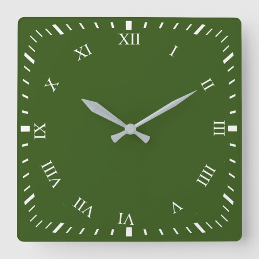 Horloge Carrée White Roman Number & Minutes Clock Face Wall Clock (Recto)