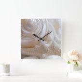 Horloge Carrée White Seashell Starfish Tropical Beach Sea Shells (Maison)
