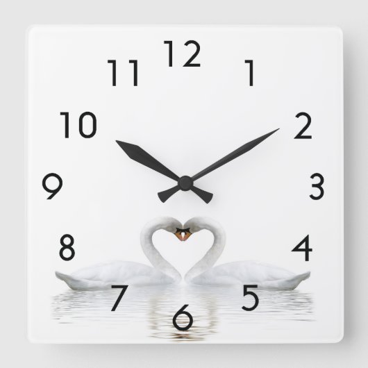 Horloge Carrée White swans in love (Recto)