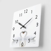 Horloge Carrée White swans in love (Angle)