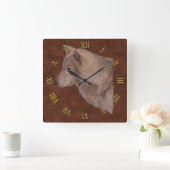 Horloge Carrée White Wolf Wildlife Portrait Art (Maison)