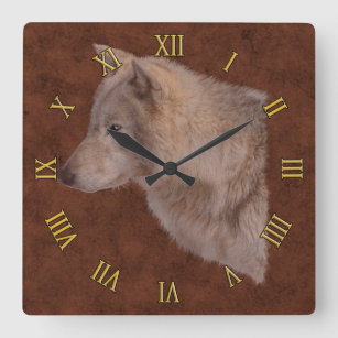 Horloge Carrée White Wolf Wildlife Portrait Art