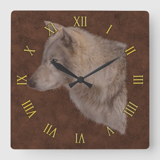 Horloge Carrée White Wolf Wildlife Portrait Art (Recto)