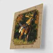 Horloge Carrée Whitetail Buck (Angle)