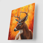 Horloge Carrée Whitetail Deer (Angle)