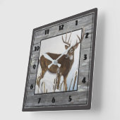 Horloge Carrée Whitetail Deer Rustic (Angle)
