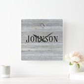 Horloge Carrée whitewashed wood family name (Maison)
