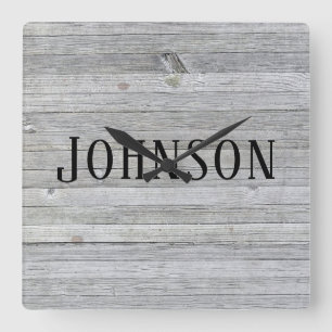 Horloge Carrée whitewashed wood family name