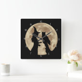 Horloge Carrée Wicca Witch and Owl (Maison)