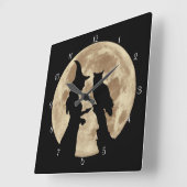 Horloge Carrée Wicca Witch and Owl (Angle)