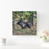 Horloge Carrée Wild Black Bear & Forest Wildlife Photo Wall Clock (Maison)