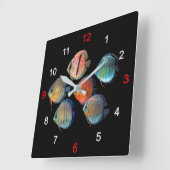 Horloge Carrée Wild Discus fish (Angle)