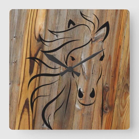 Horloge Carrée Wild Horse Wood (Recto)