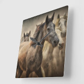 Horloge Carrée Wild Horses (Angle)