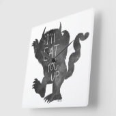 Horloge Carrée Wild Thing | Je vais vous manger (Angle)