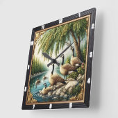 Horloge Carrée Wilderness des oies rustiques (Angle)