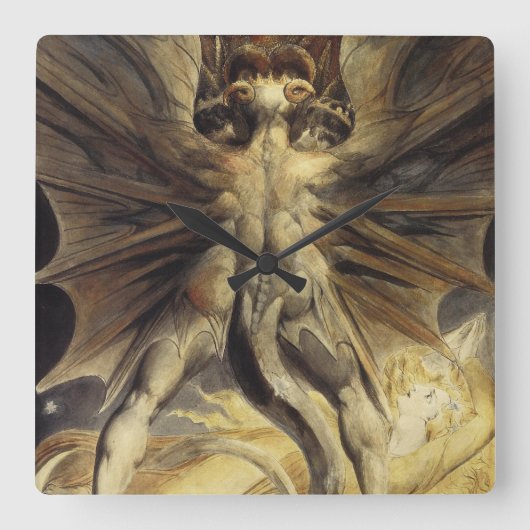 Horloge Carrée William Blake - Le Grand Dragon Rouge et la Femme (Recto)
