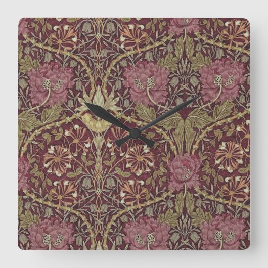 Horloge Carrée William Morris, Honeysuckle, floral. (Recto)