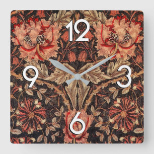 Horloge Carrée William Morris Honeysuckle Motif Vintage