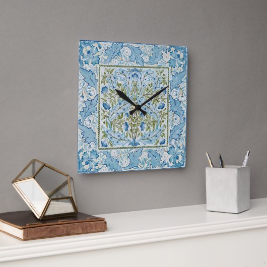 Horloge Carrée William Morris & Wilhelmina Style Prints (Bureau)