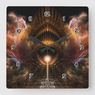 Horloge Carrée Wind Storm Fractal Art Square Wall Clock