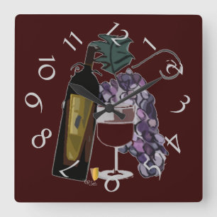Horloge Carrée Wine and Gapes Humorous