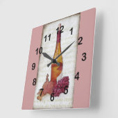 Horloge Carrée wine bottle, grapes and grape leaf (Angle)