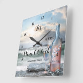 Horloge Carrée Wine Lock Romantic Beach Clock (Angle)