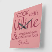 Horloge Carrée Wine Quote custom name wall clock (Angle)