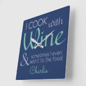 Horloge Carrée Wine Quote custom name wall clock (Angle)
