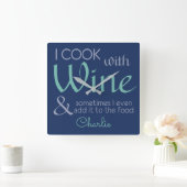 Horloge Carrée Wine Quote custom name wall clock (Maison)
