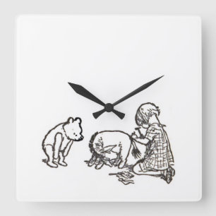 Horloge Carrée Winnie le croquis de Pooh